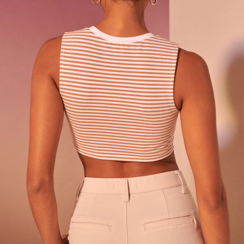 Abercrombie and Fitch Cropped Crew Tank - White Stripe - Medium - BRAND NEW!